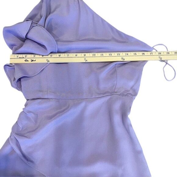 HANEY Marta Asymmetrical Wrap Dress One Shoulder Lavender Lilac Purple Size 2 - Picture 10 of 14